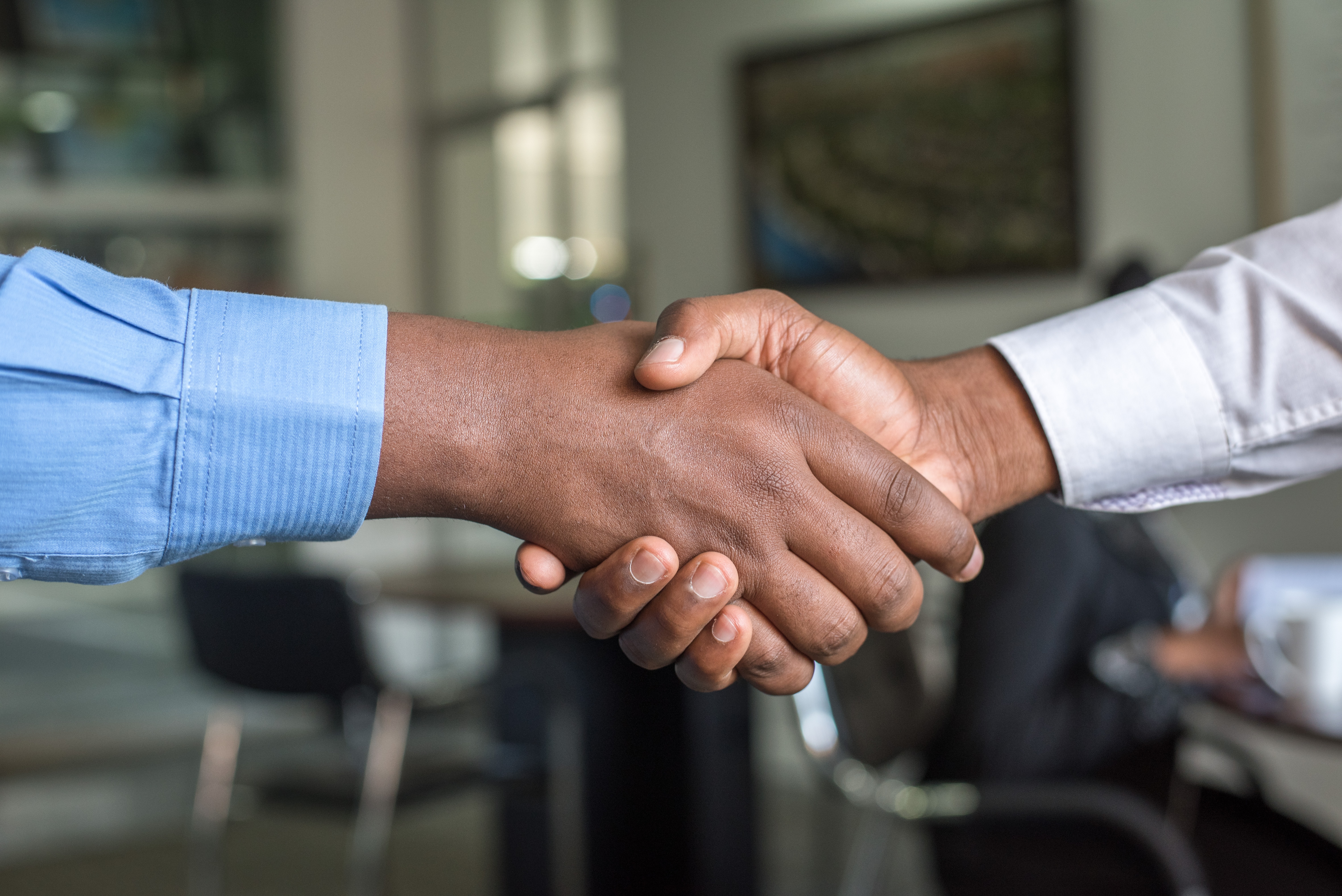 Two business men shaking hands